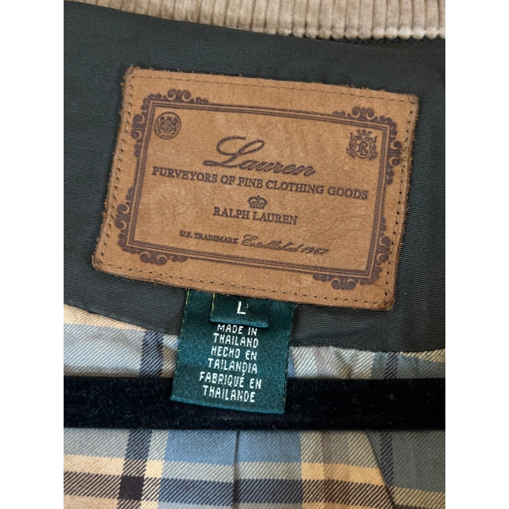 Lauren Ralph Lauren Green Field Barn Jacket Equestrian Blanket Lined Women Large - Picture 8 of 13